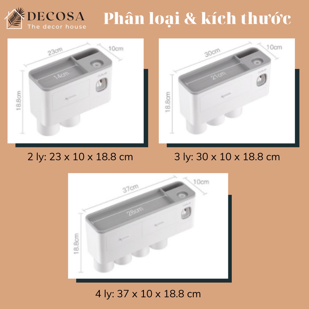 Kệ để đồ nhà tắm treo bàn chải nhả kem đánh răng dán tường Decosa