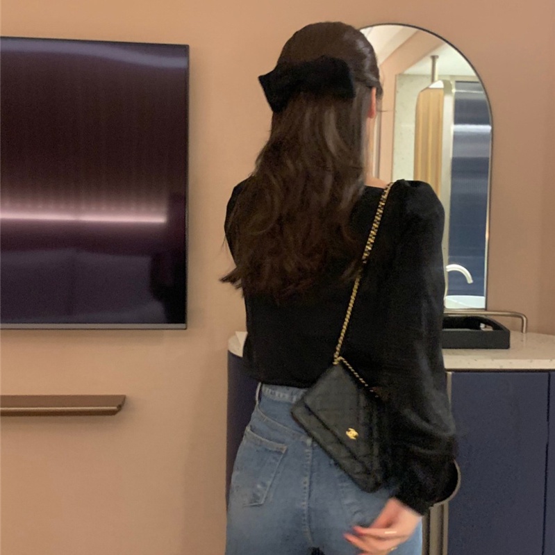 Áo kiểu tay dài cổ thuyền màu sắc trẻ trung thanh lịch 39782