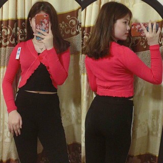 Áo khoác len croptop 1 nút tay dài