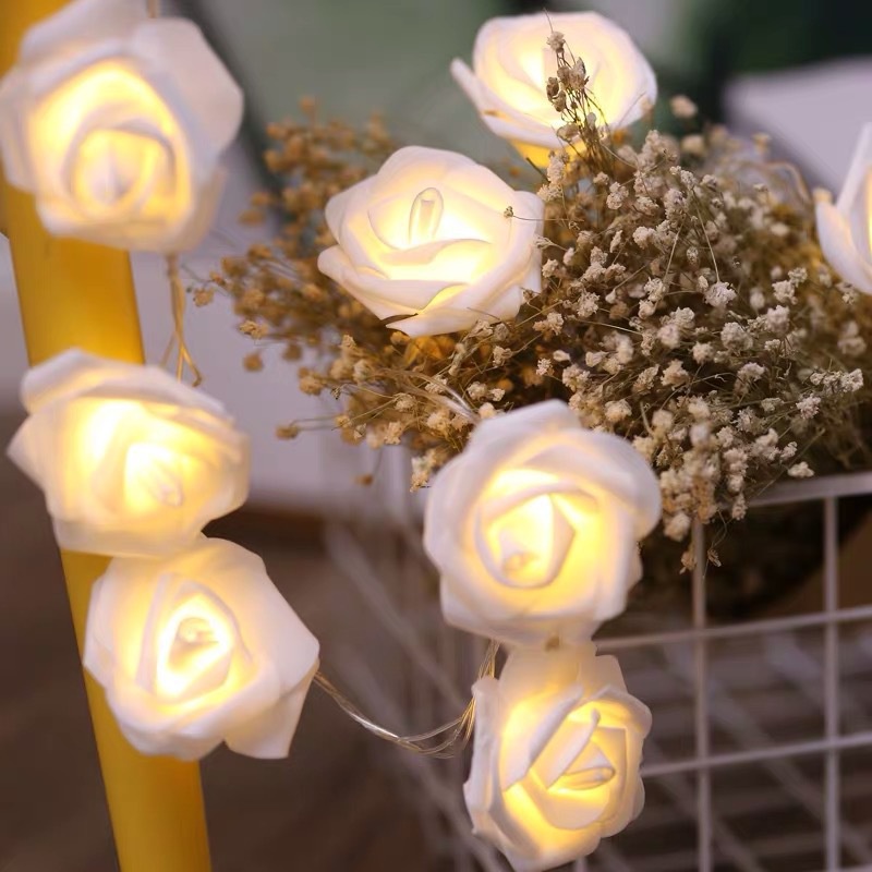Dây đèn trang trí hoa hồng màu vàng ấm  Decor trang trí phòng ngủ  Điều lãng mạn nhất dành tặng chính bạn