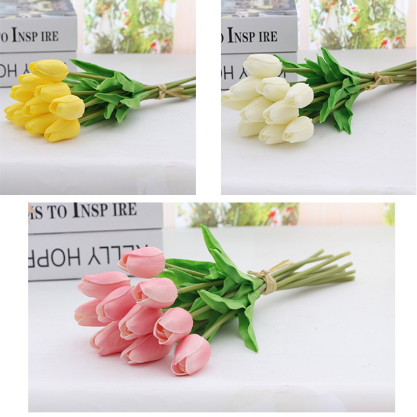 Hoa tulip giả decor hoa lụa giống thật 99% FREESHIP Hoa giả đẹp để bàn trang trí phòng khách ML01