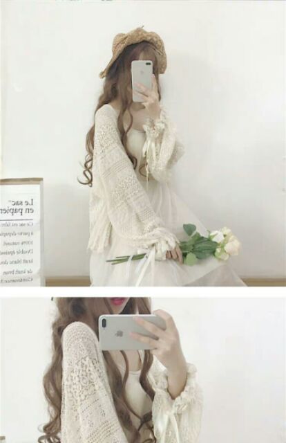 [ oder ] áo khoác ulzzang ren mỏng tay bồng kèm ảnh thật | BigBuy360 - bigbuy360.vn