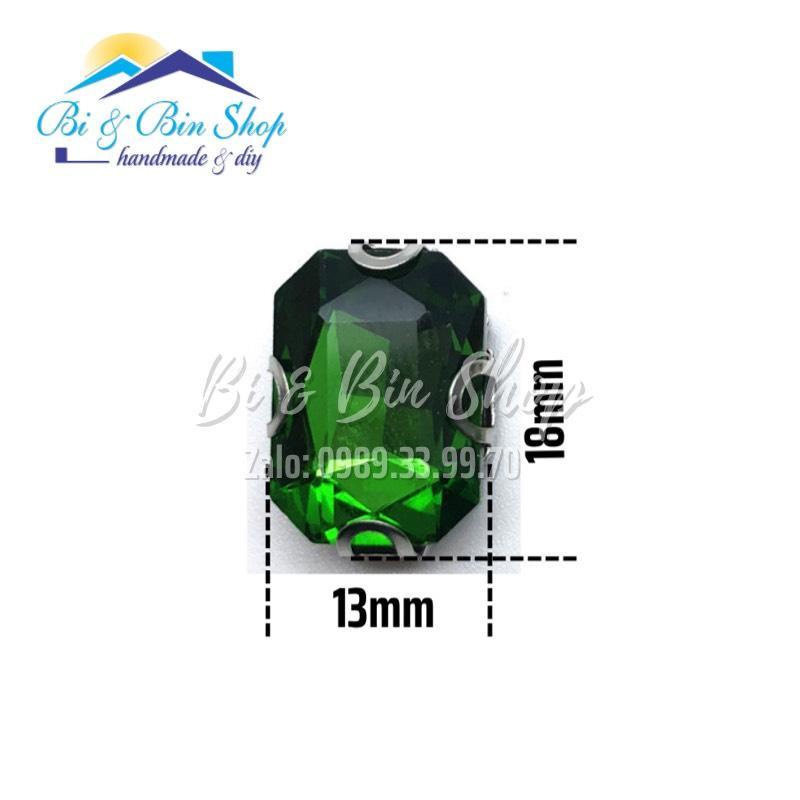 2 Viên Đá Đế Chữ Nhật 18x25mm Đính Kết Trang Phục Thời Trang, Trang Trí Vương Miện - Bi &amp; Bin Shop