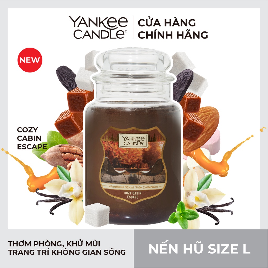 New Arrival - Nến hũ Yankee Candle size L - Cozy Cabin Escape (623g)