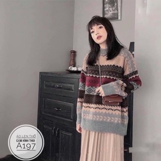 Bigsize Áo len thổ cẩm hình thoi A197