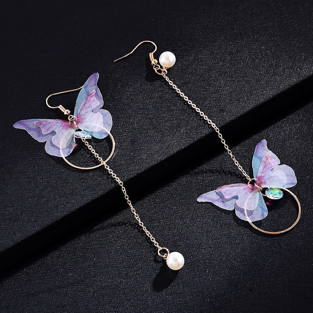 Bông Tai Hình Bướm Dáng Dài Phong Cách Hàn Quốc