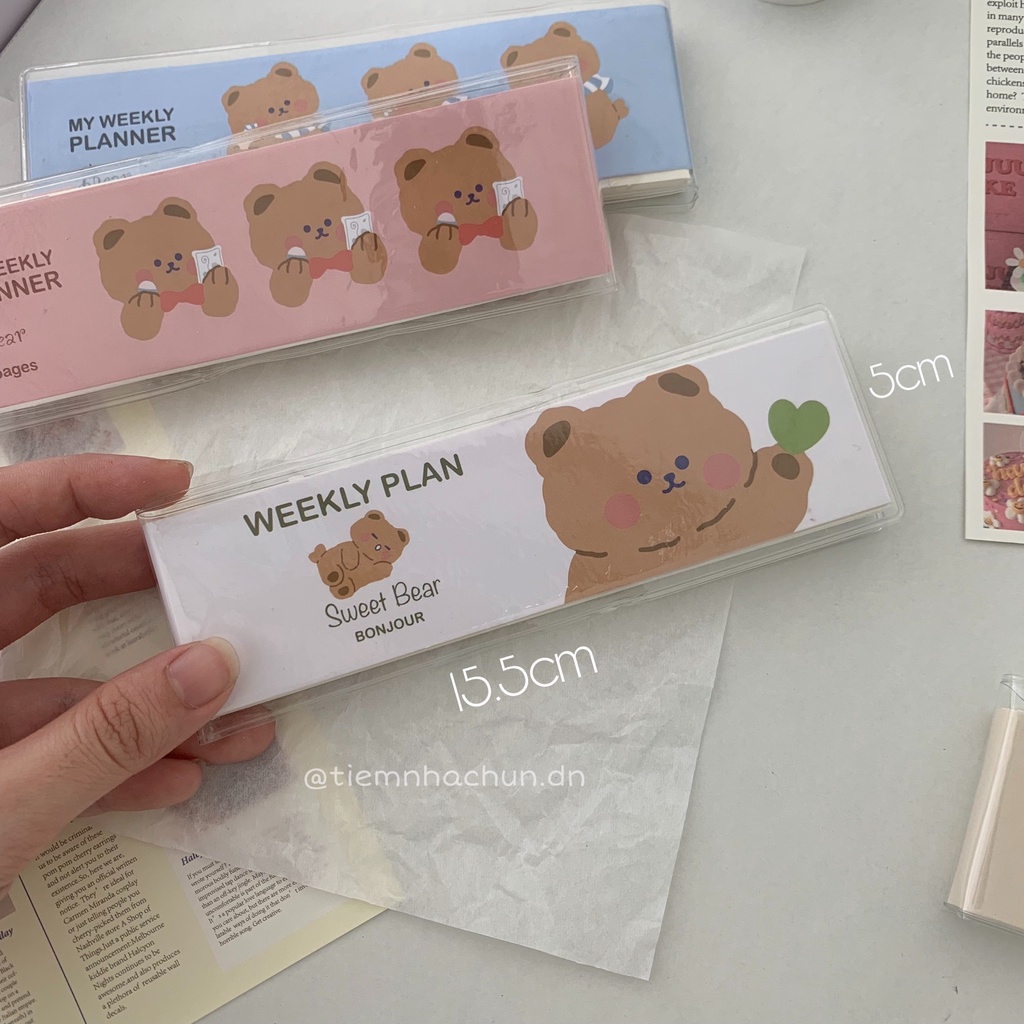 SỔ MINI WEEKLY PLAN SWEET BEAR BONJOUR (ảnh thật) - sổ lên kế hoạch tuần mini - Tiệm nhà Chun