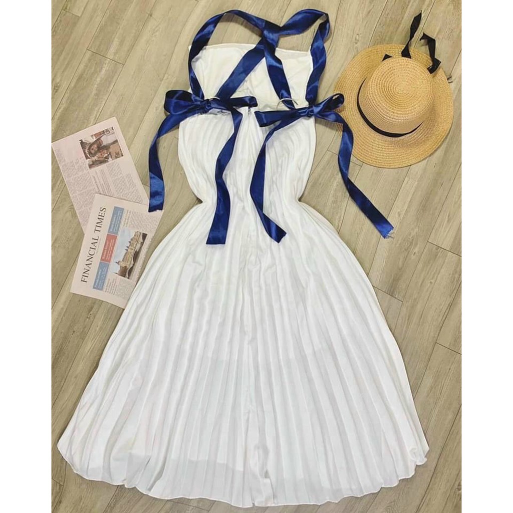 Đầm maxi trắng 2 dây dập ly hở lưng thắt 2 kiểu đi biển dã ngoại sống ảo XUKA-DRESS MT014-chất Chiffon rất đẹp | BigBuy360 - bigbuy360.vn