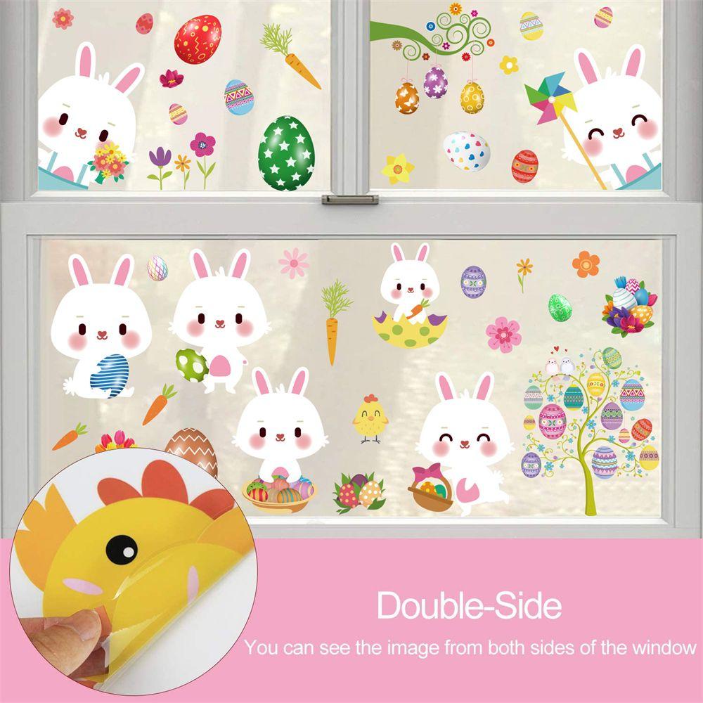 Sticker Dán Cửa Sổ Họa Tiết Thỏ Phục Sinh Hai Mặt Tháo Rời Được Dành Cho Phòng Trẻ Em
