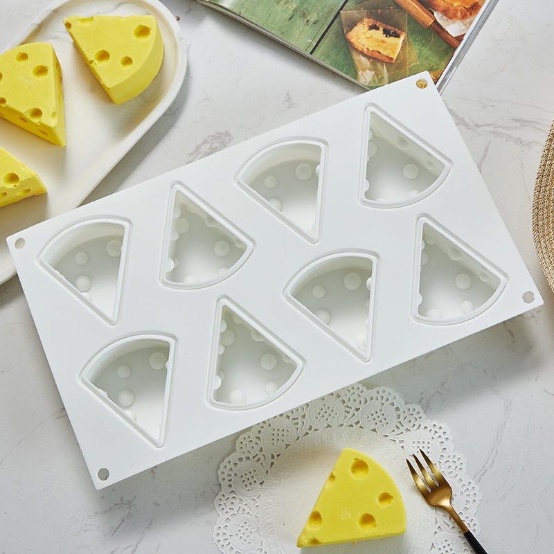 Khuôn silicon 8 ngăn hình phô mai làm bánh Diy tiện dụng