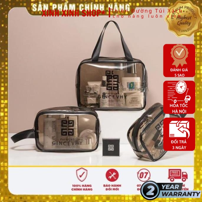 Set 3 Túi Trong Suốt Đựng Mỹ Phẩm, Đồ Cá Nhân Phù Hợp Đi Du Lịch, Công Tác..