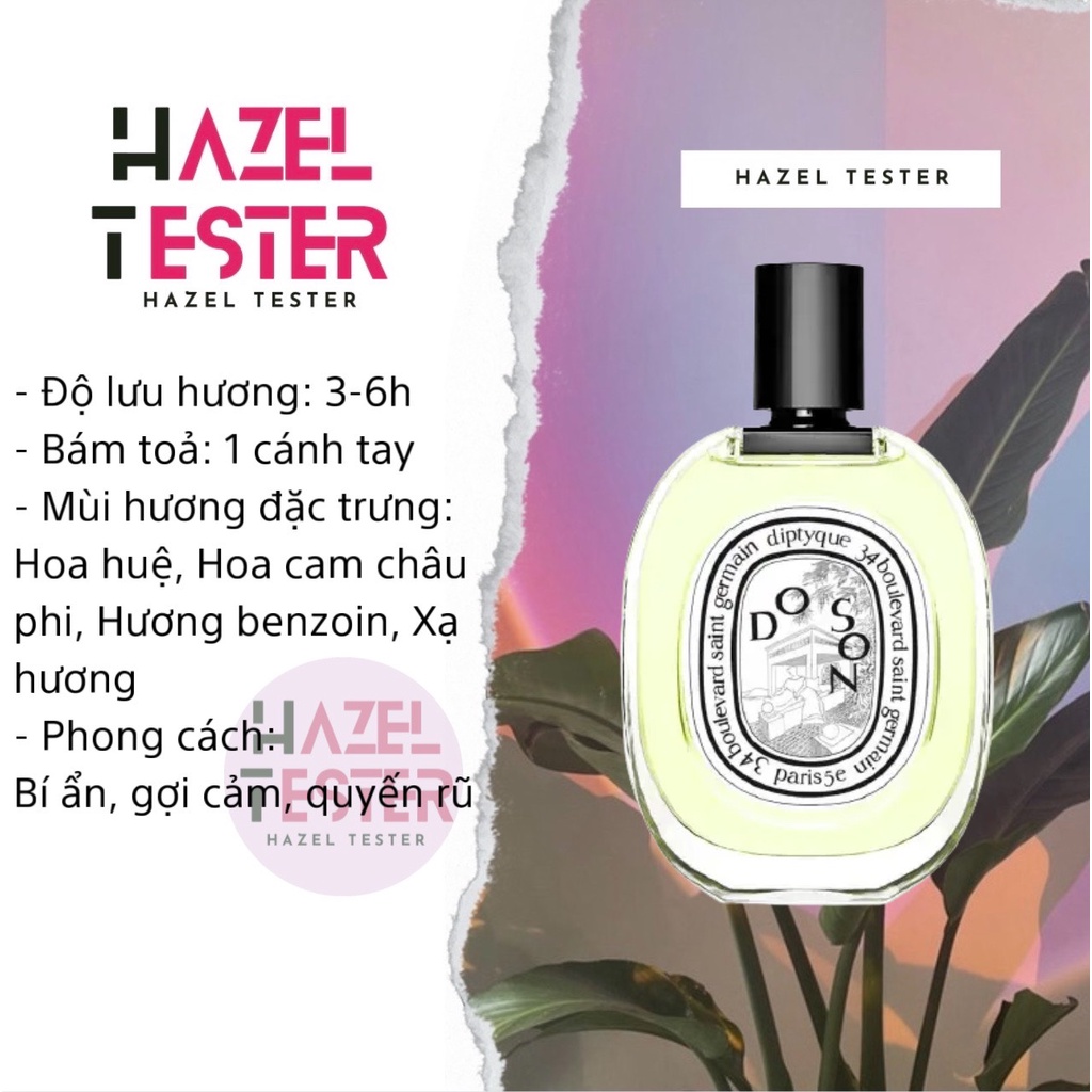 ✨ Nước Hoa Diptyque DoSon EDT [ʜᴀᴢᴇʟ ᴛᴇsᴛᴇʀ]
