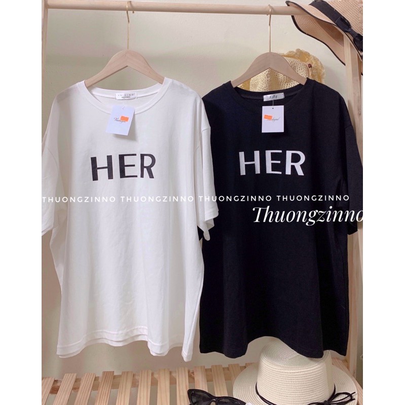 [Ảnh thật/Video]Áo phông HER form rộng phong cách Hàn Quốc Áo phông ulzaang loại đẹp | BigBuy360 - bigbuy360.vn
