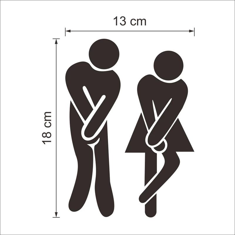 1 Nhãn Dán Trang Trí Cửa Phòng Vệ Sinh Họa Tiết Logo Màu Đen Vui Nhộn