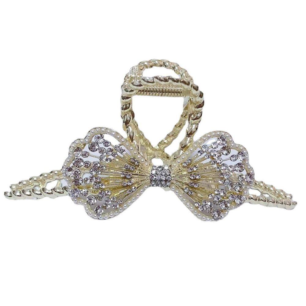 Kẹp Tóc Nơ Bướm Kim Loại Thanh Lịch VANES1|Kẹp Tóc Đính Đá Lấp Lánh