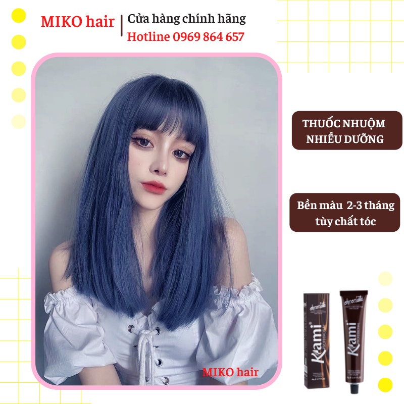 Thuốc nhuộm tóc XANH DƯƠNG KHÓI có cần tẩy tóc MIKO HAIR tặng trợ nhuộm, tặng phục hồi, trùm tóc và lược chải