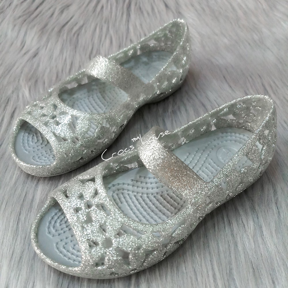 Sandal crocs trẻ em isabella nhũ màu bạc chính hãng - crocs house