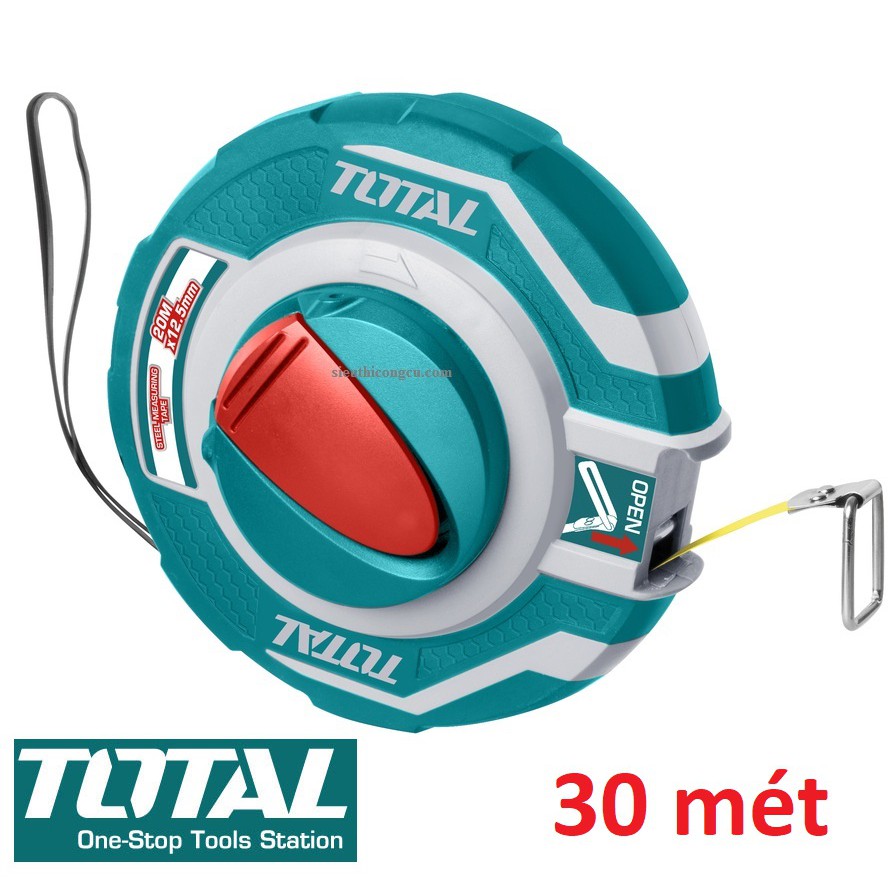 TOTAL Thước dây 30 mét làm bằng sợi thủy tinh 300m x 12.5mm TMTF12306