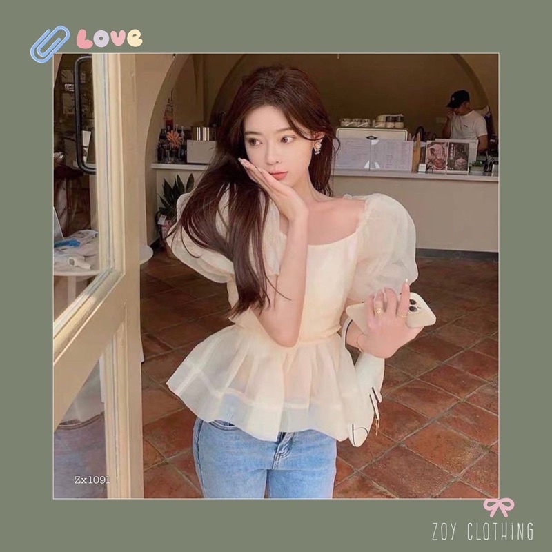 ÁO PEPLUM NUDE TAY PHỒNG PHỐI NƠ LƯNG | BigBuy360 - bigbuy360.vn