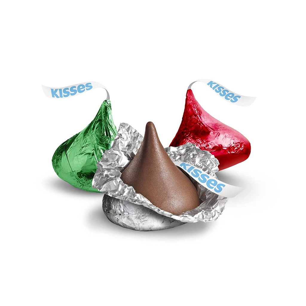 TÚI 966g SOCOLA SỮA HERSHEY'S KISSES Milk Chocolate Candy, BỌC GIẤY 3 MÀU TRANG TRÍ (34.1 oz)