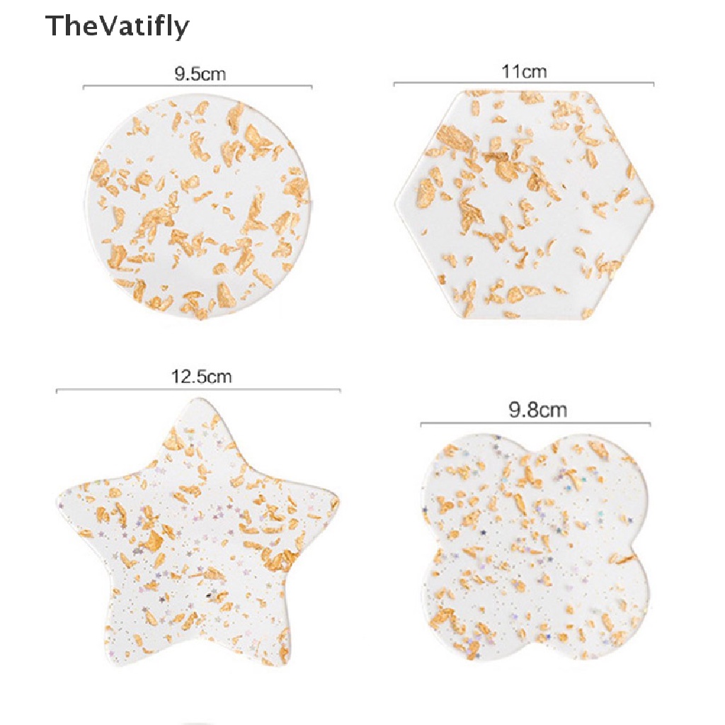 [Thevalifly] Tấm Lót Cốc Trà Cà Phê Cách Nhiệt Bằng Lá Vàng Acrylic