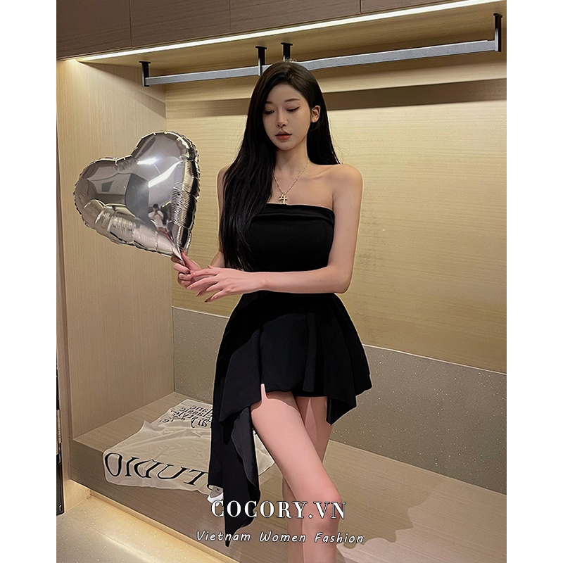 Cocory vn Đầm Ống Màu Đen Dáng Ôm Trẻ Trung Quyến Rũ Dành Cho Nữ