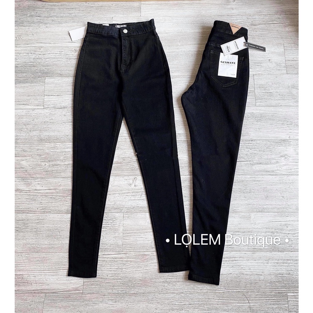 Quần Jeans nữ cạp siêu cao một nút , Quần jean ôm cạp cao