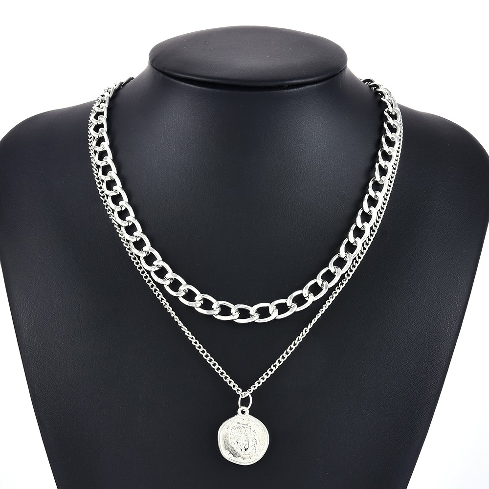 Vòng cổ choker sợi xích hai lớp phong cách punk hip hop cho nữ