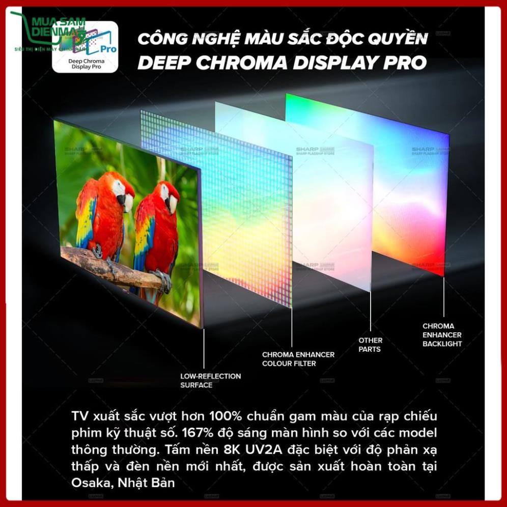 Smart Tivi Sharp 70 inch 8K 8T-C70DW1X - SX Malaysia BH 27 tháng--Chỉ giao tại HN--