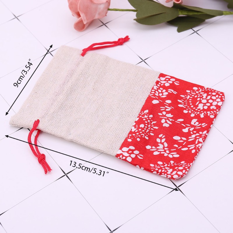 Túi rút dây bằng vải cotton lanh dùng để đựng trang sức/làm quà tặng