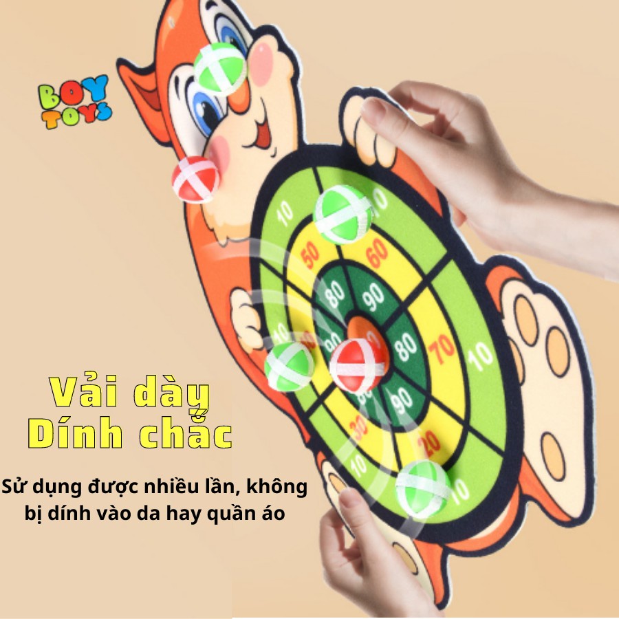 Bảng phi tiêu ném bóng dính, ném bóng gai an toàn cho bé, tặng kèm phụ kiện móc dán tường và 3 bóng dính