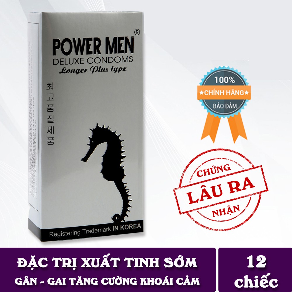 [SIÊU HOT]Bao Cao Su Power Men Longer Plus Type (Hộp 12cái)-[GÂN.BI]TĂNG THỜI GIAN YÊU–KHOÁI CẢM TUÔN TRÀO-Chính Hãng