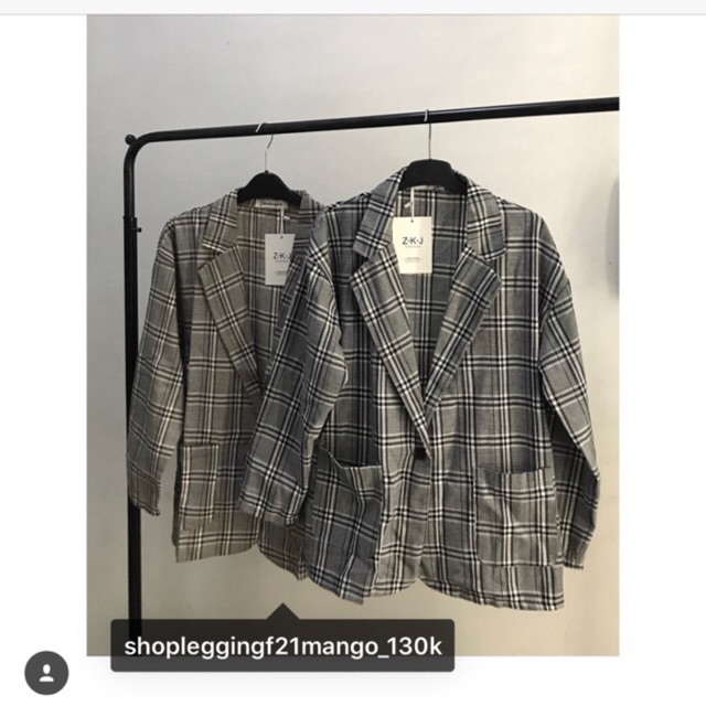 Blazer kẻ [Ảnh thật]