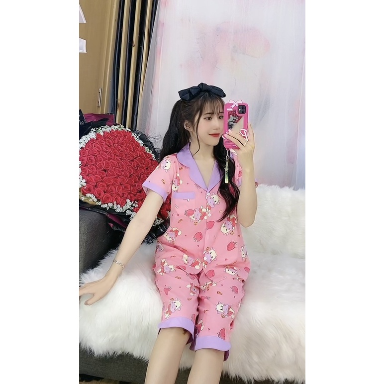 Bộ Pijama Lửng Lụa Hàn Cao Cấp Nhiều Màu Sắc