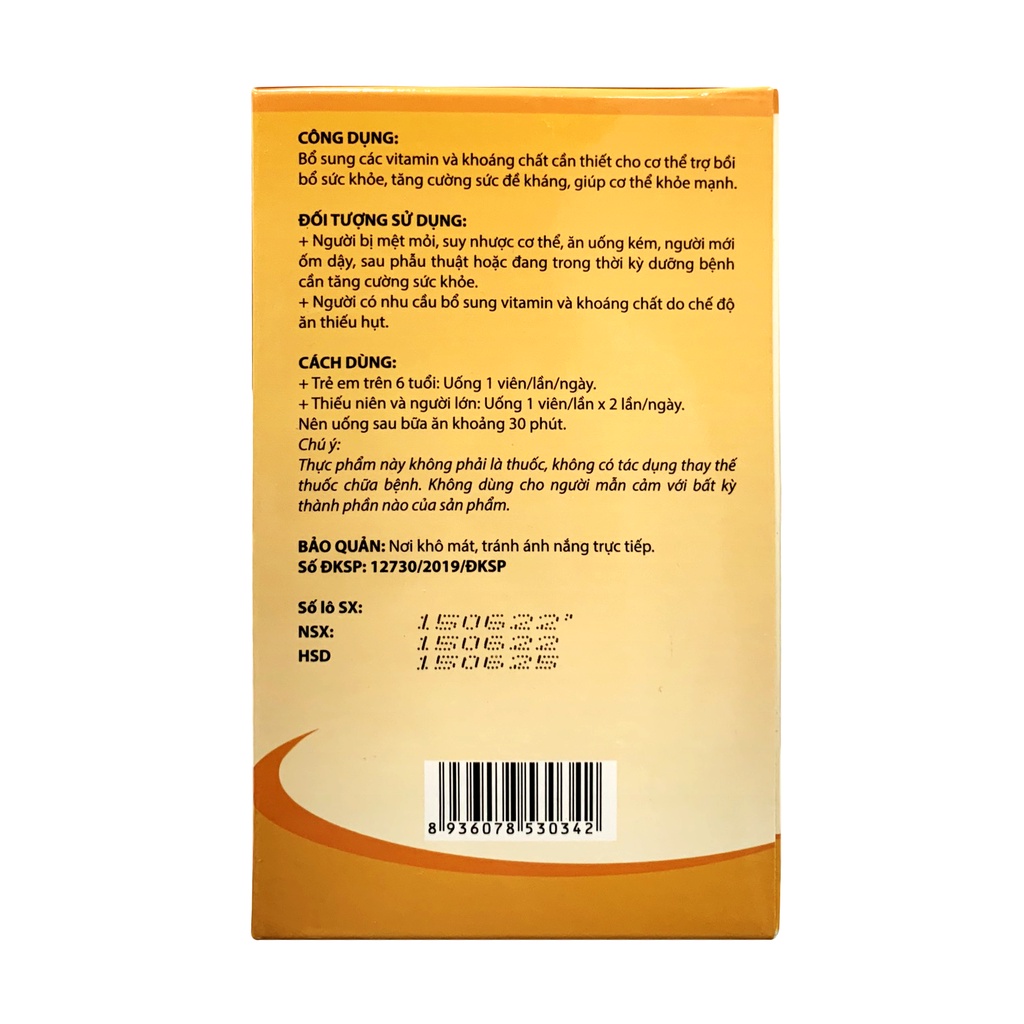 Viên Uống Bổ Sung Vitamin Khoáng Chất Tăng Cường Sức Đề Kháng STARMATOL