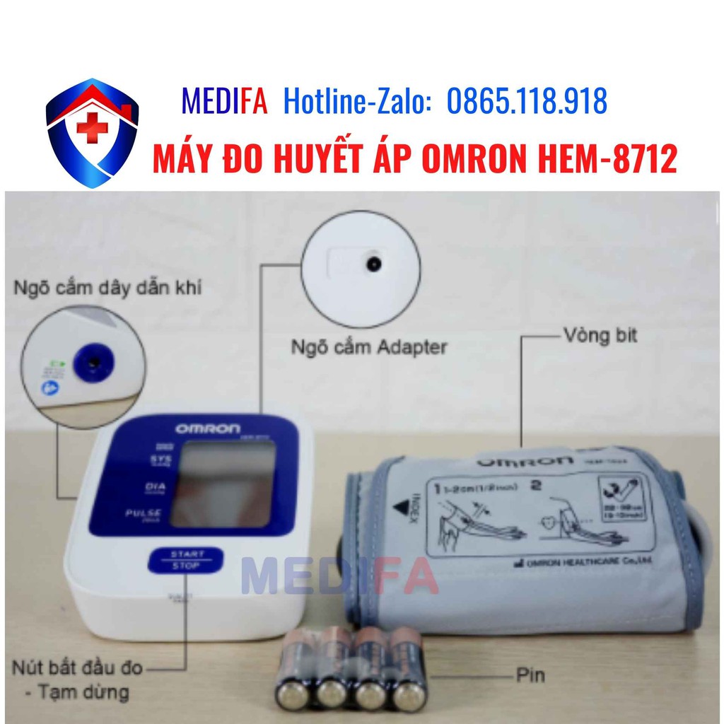 Máy đo huyết áp Omron Hem 8712 ➕ Tặng trọn bộ máy đo đường huyết Safe-Accu chính hãng SINOCARE