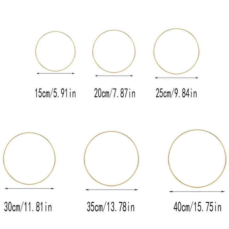 Vòng Dream Catcher Bằng Sắt Màu Vàng Kim 15-40cm Tự Làm Vòng Hoa Trang Trí Đám Cưới