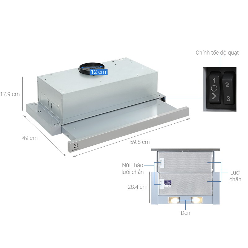 Máy hút mùi âm tủ Electrolux LFP316S