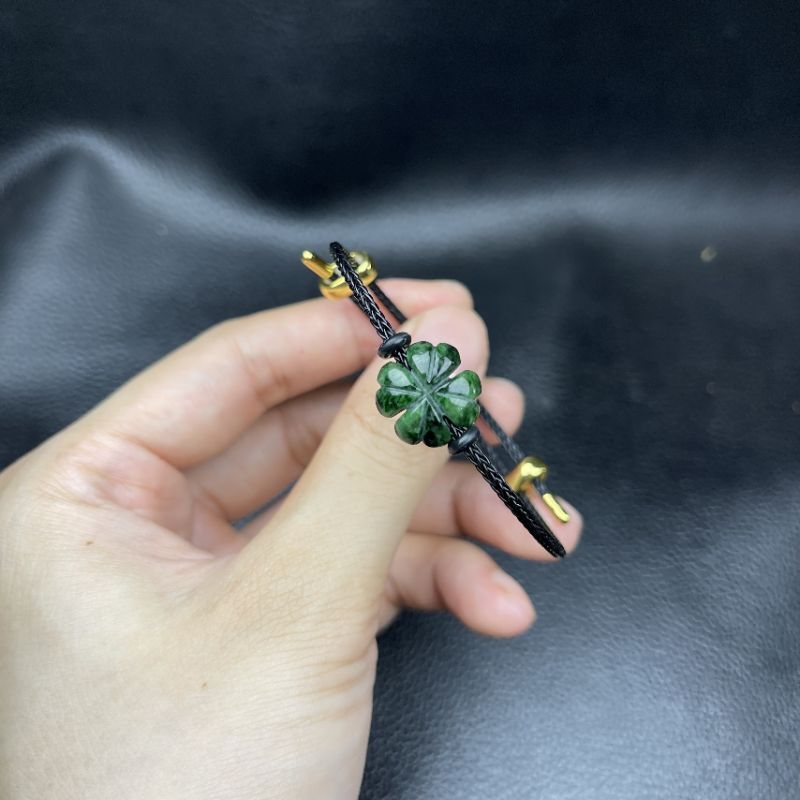 Vòng Tay Cỏ 4 Lá Đá Sơn Thuỷ ☯ Vòng Tay May Mắn ☯ May Mắn Tài Lộc Bình An