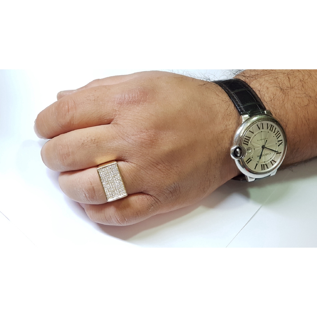 Nhẫn mạ vàng đính kim cương kiểu hình học sang trọng