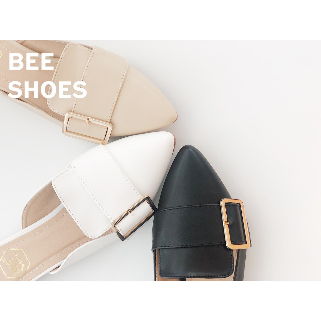 BEESHOES - GIÀY SỤC NỮ MŨI NHỌN CHẤT DA MỀM - SỤC NỮ ĐẾ MỀM CAO 2 PHÂN ĐI SIÊU ÊM CHÂN SẴN MÀU ĐEN-BE-TRẮNG 201053