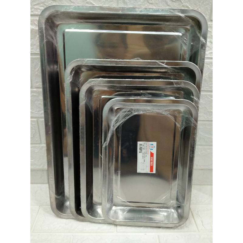 Khay inox sâu chữ nhật 4 size