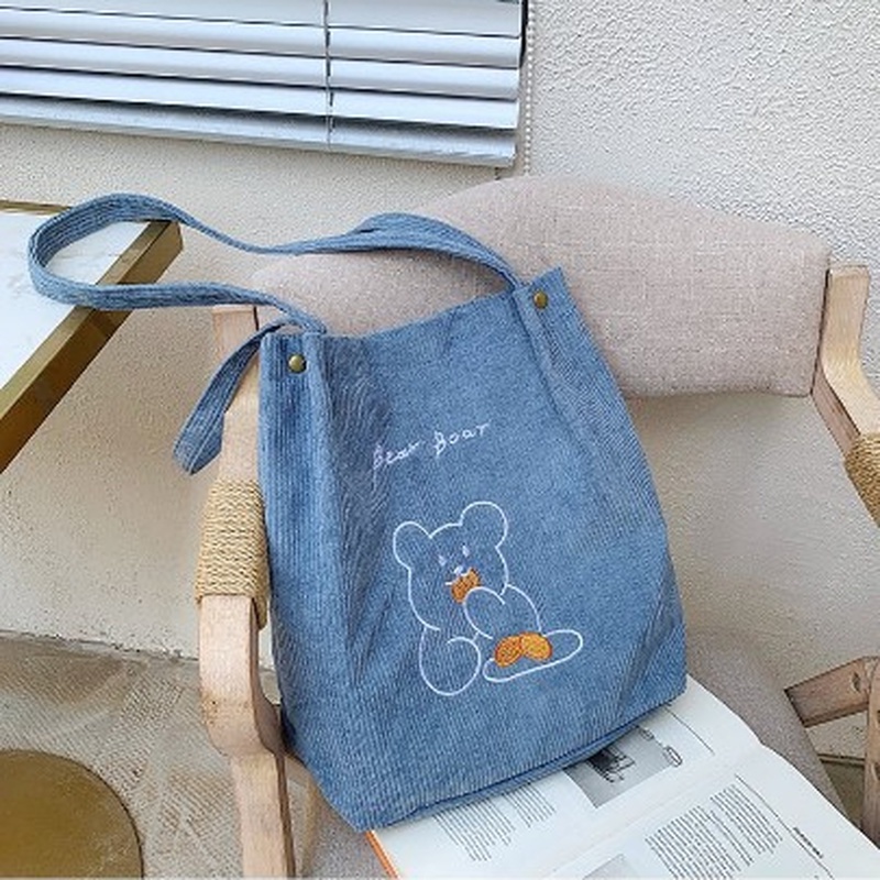 Túi tote Vải Nhung Kẻ Dung Tích Lớn Dễ Thương Gylb403