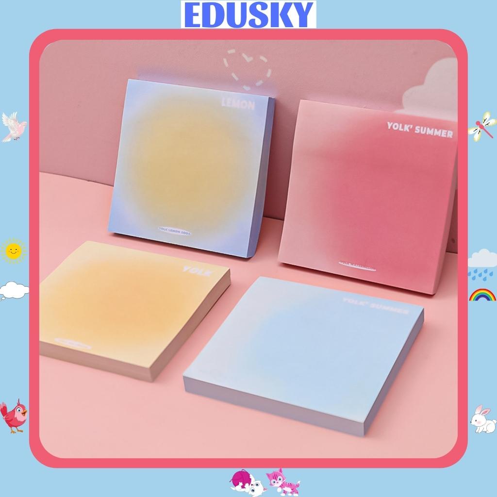 Giấy Note Cute EDUSKY Tập 50 Tờ Ghi Chú Họa Tiết Màu Gradient Lòng Đỏ Trứng Kích Thước 8x8cm