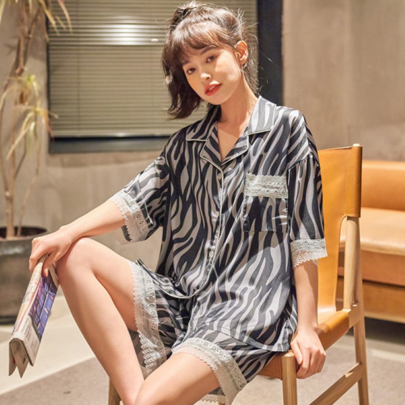 HÀNG SẴN_Bộ Ngủ Lụa Pyjama Quảng Châu Phối Ren Hè Mẫu 2021