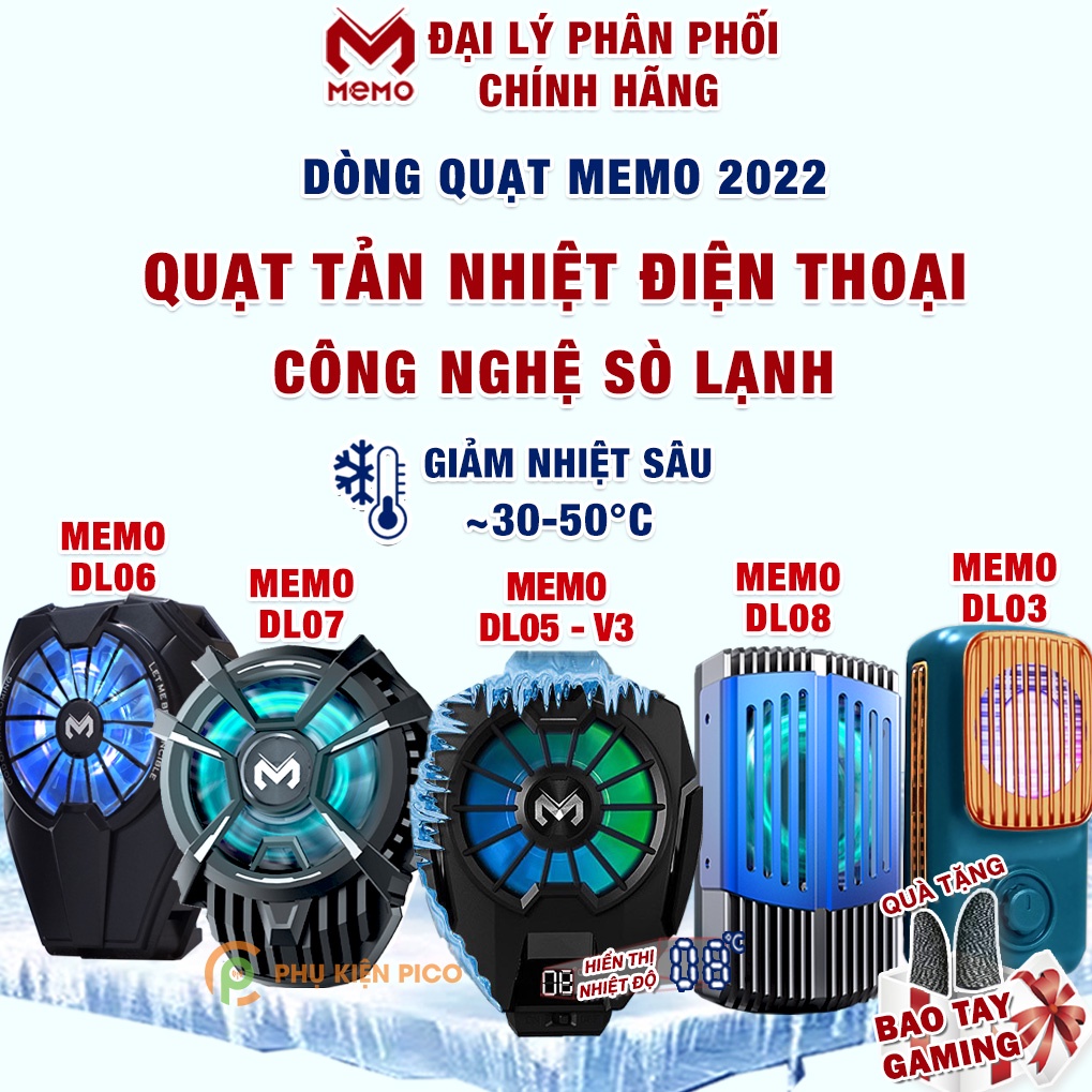 Quạt tản nhiệt điện thoại Memo DL08/DL07/DL06/DL05 2022/CX01 - Quạt tản nhiệt điện thoại FL05/FL06/FL07