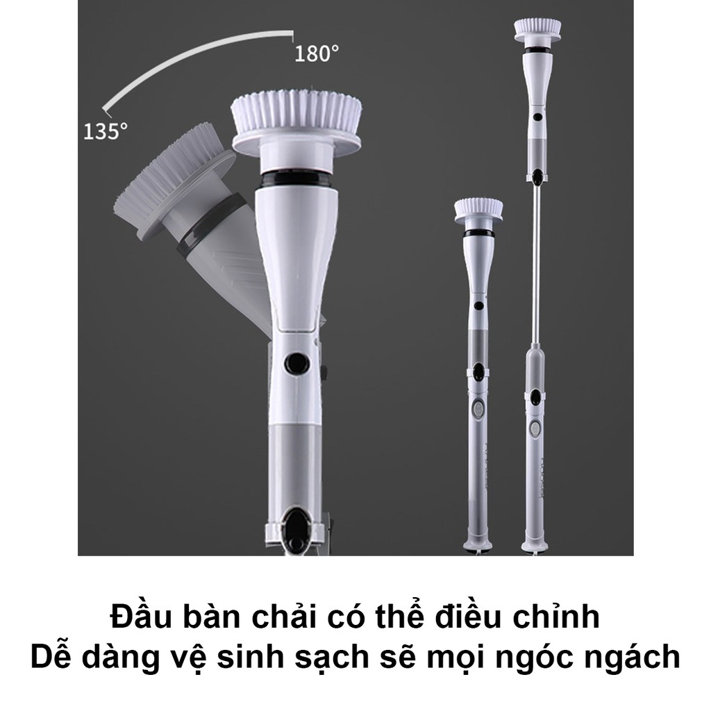 Chổi điện cọ nhà vệ sinh, nhà tắm không dây với 4 đầu thay thế đi kèm H1010