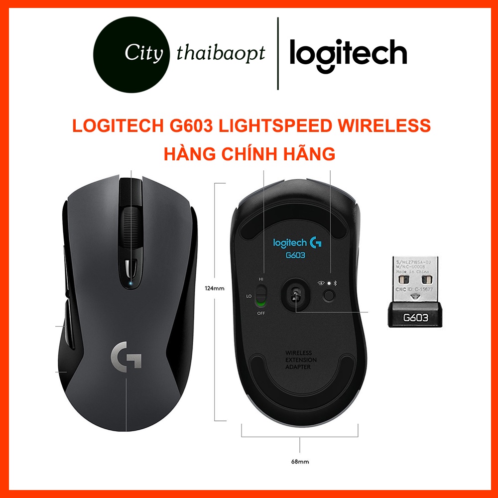 Chuột Chơi Game Không Dây Logitech G603 Lightspeed 12000DPI - Hàng Chính Hãng