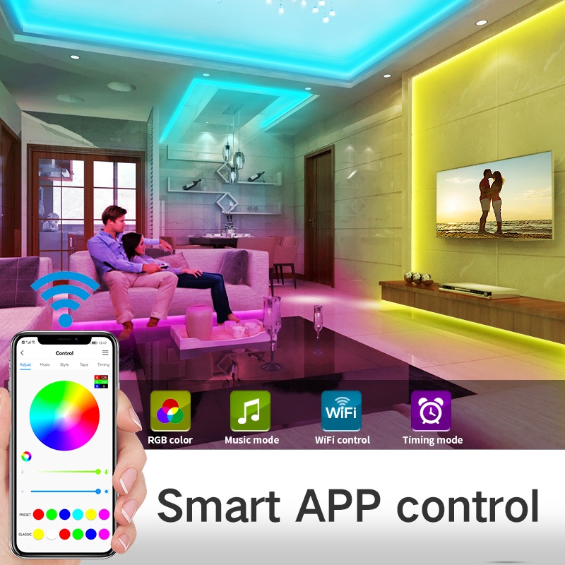 Dây Đèn Led 5050 RGB USB Bluetooth Đi Ốt Dùng Trang Trí Phòng Ngủ