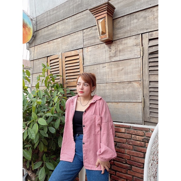 Áo sơ mi nhung tăm unisex from rộng 55-80kg